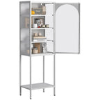 Meuble de Rangement 5 Étages avec Portes en Verre et Métal