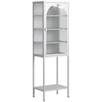 Meuble de Rangement 5 Étages avec Portes en Verre et Métal