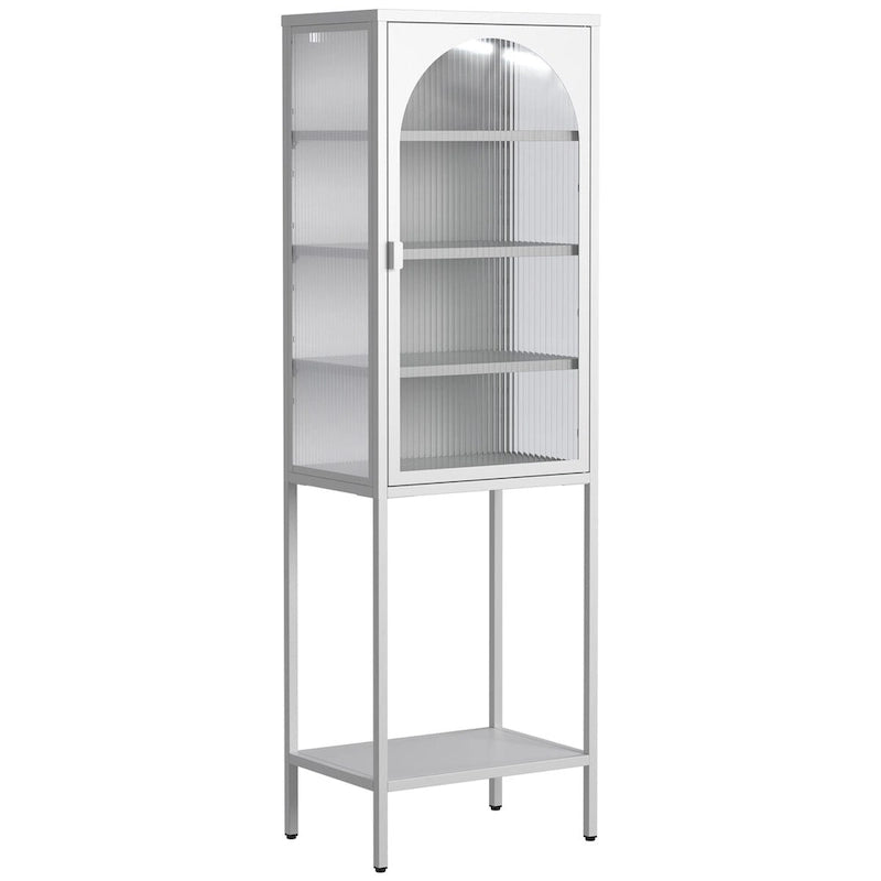 Meuble de Rangement 5 Étages avec Portes en Verre et Métal