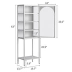Meuble de Rangement 5 Étages avec Portes en Verre et Métal