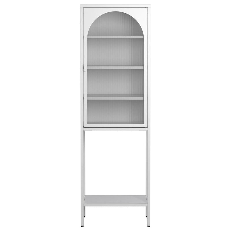 Meuble de Rangement 5 Étages avec Portes en Verre et Métal