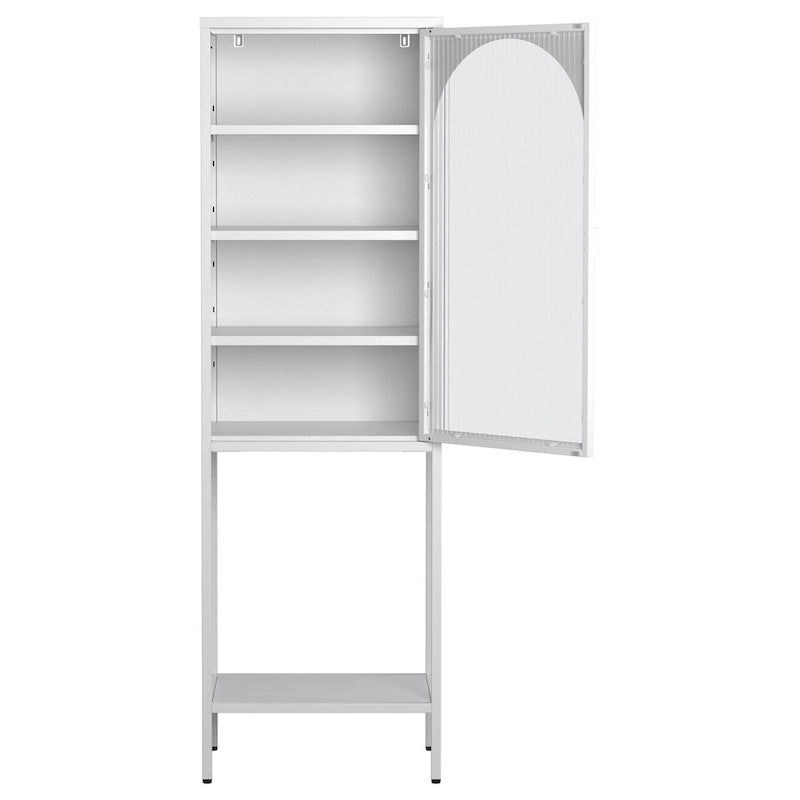 Meuble de Rangement 5 Étages avec Portes en Verre et Métal