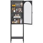 Meuble de Rangement 5 Étages avec Portes en Verre et Métal