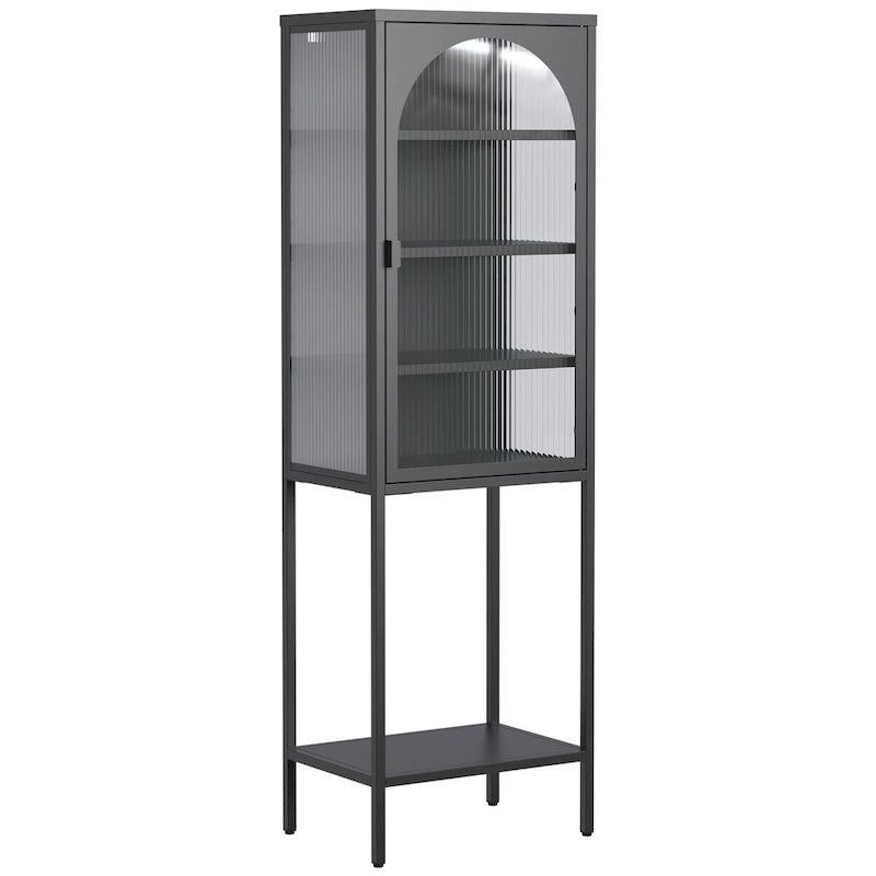 Meuble de Rangement 5 Étages avec Portes en Verre et Métal