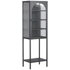 Meuble de Rangement 5 Étages avec Portes en Verre et Métal