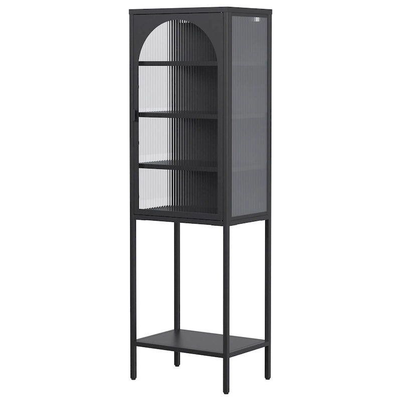 Meuble de Rangement 5 Étages avec Portes en Verre et Métal