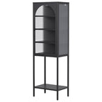 Meuble de Rangement 5 Étages avec Portes en Verre et Métal