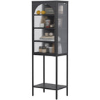 Meuble de Rangement 5 Étages avec Portes en Verre et Métal