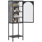 Meuble de Rangement 5 Étages avec Portes en Verre et Métal
