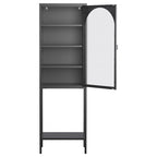 Meuble de Rangement 5 Étages avec Portes en Verre et Métal