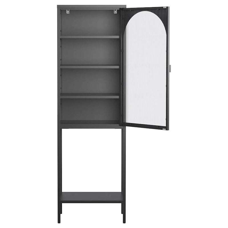 Meuble de Rangement 5 Étages avec Portes en Verre et Métal