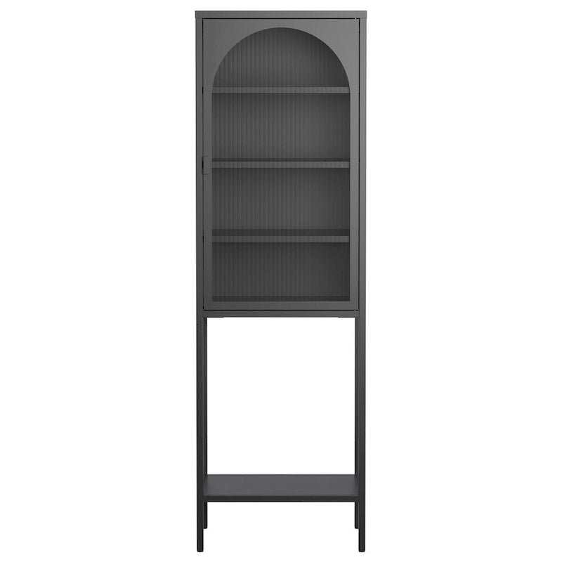 Meuble de Rangement 5 Étages avec Portes en Verre et Métal