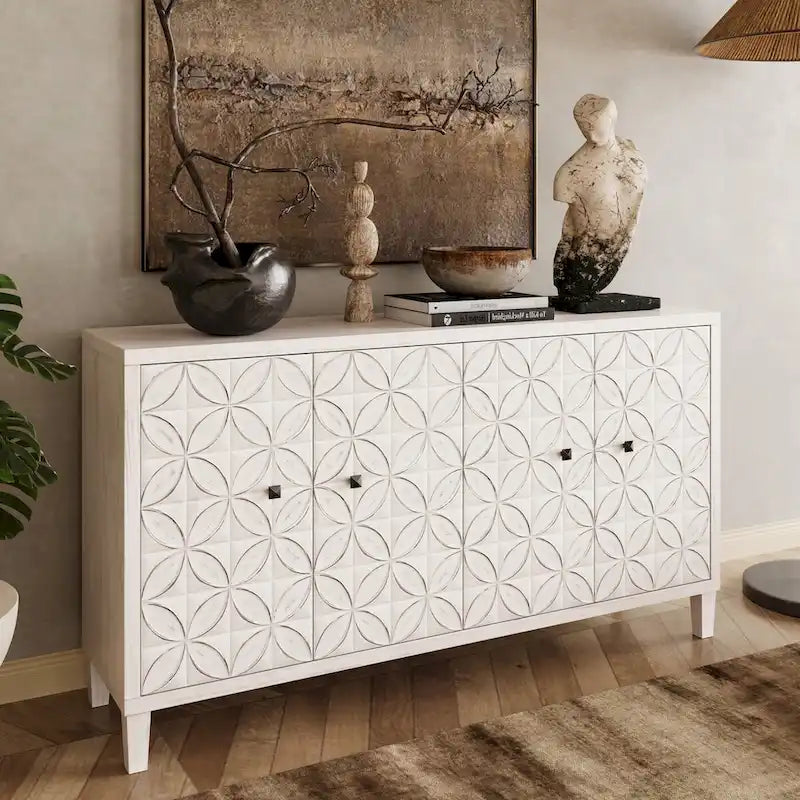 Meuble d'appoint 4 portes, en bois, buffet, desserte, meuble de rangement pour salon, entrée