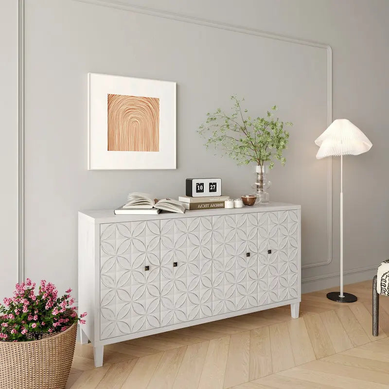 Meuble d'appoint 4 portes, en bois, buffet, desserte, meuble de rangement pour salon, entrée