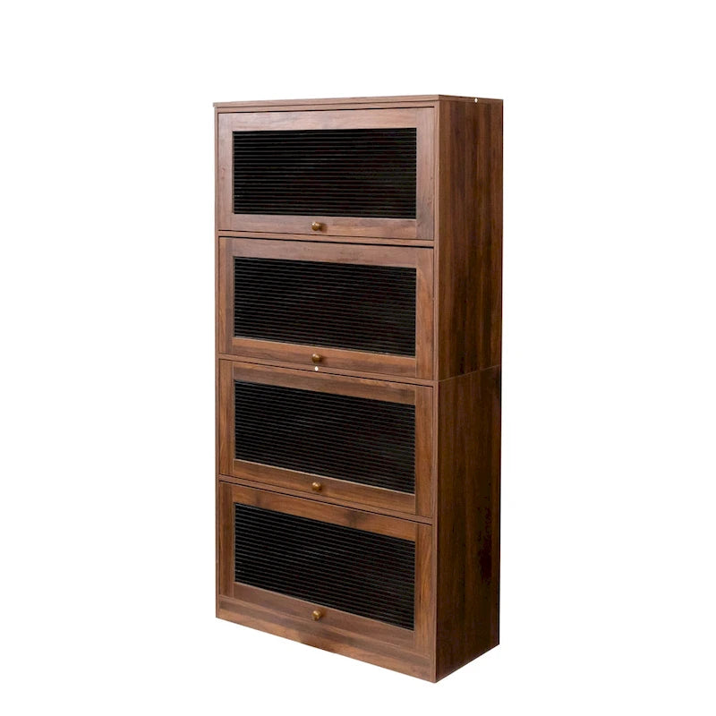 Armoire de rangement de bureau avec portes vitrées contemporaines