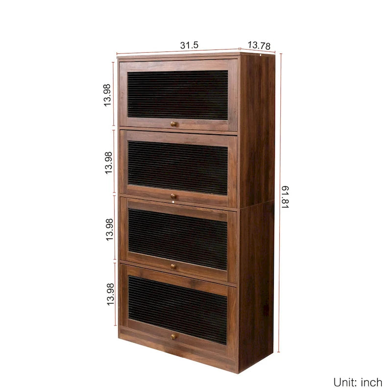 Armoire de rangement de bureau avec portes vitrées contemporaines