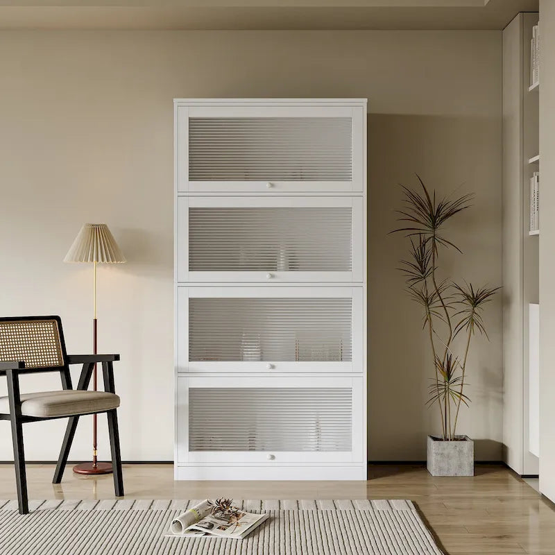 Armoire de rangement de bureau avec portes vitrées contemporaines