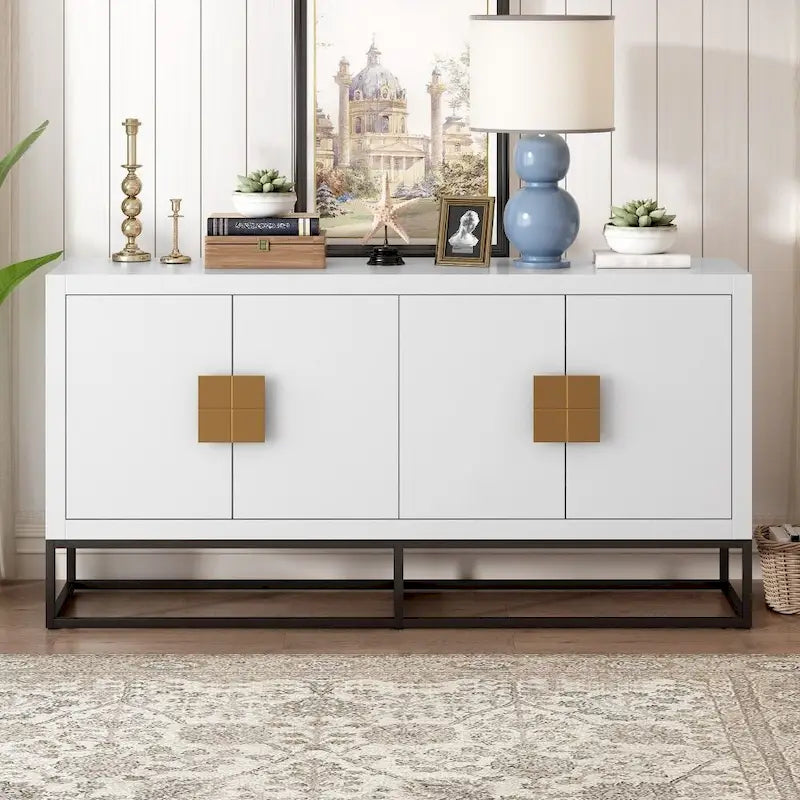 Meuble de rangement de luxe léger avec pieds de support uniques et étagères réglables