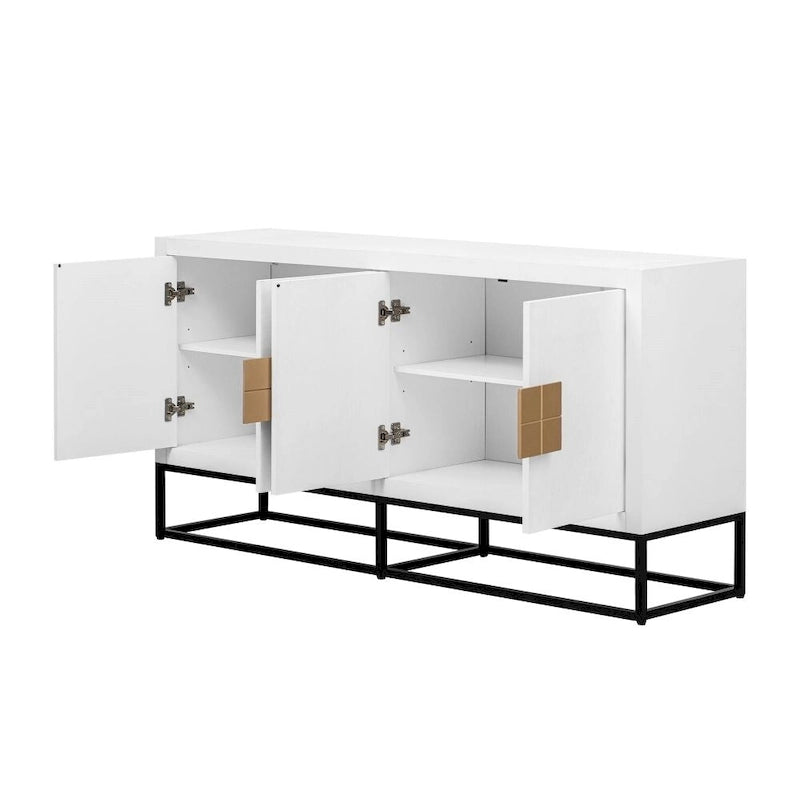 Meuble de rangement de luxe léger avec pieds de support uniques et étagères réglables