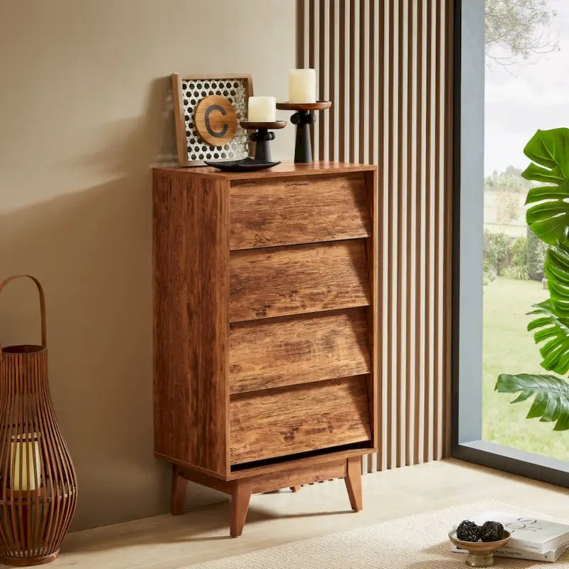 Commode double à 4 tiroirs avec un style vintage et un design biseauté