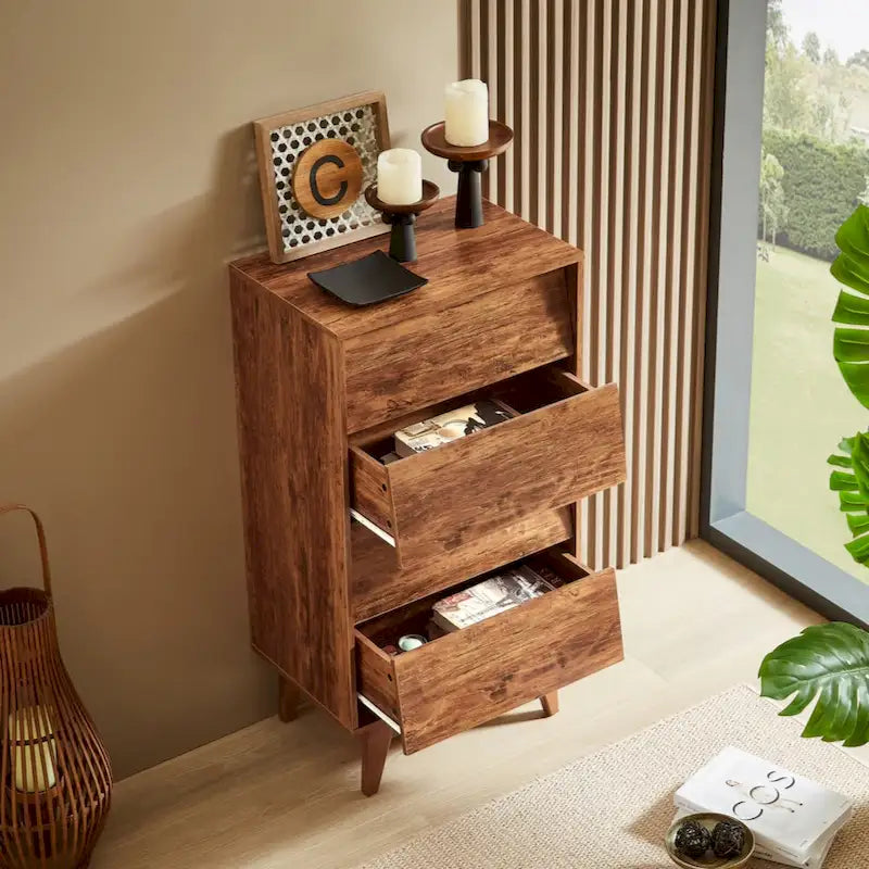 Commode double à 4 tiroirs avec un style vintage et un design biseauté