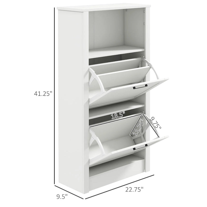 Meuble à chaussures avec compartiment ouvert et 2 tiroirs basculants