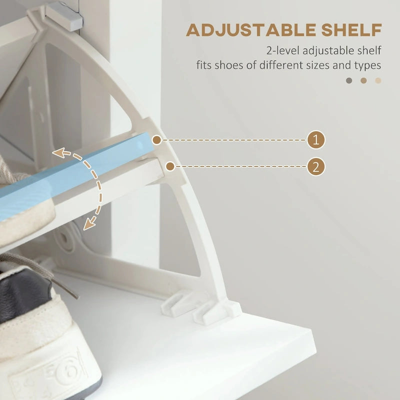 Meuble à chaussures avec compartiment ouvert et 2 tiroirs basculants