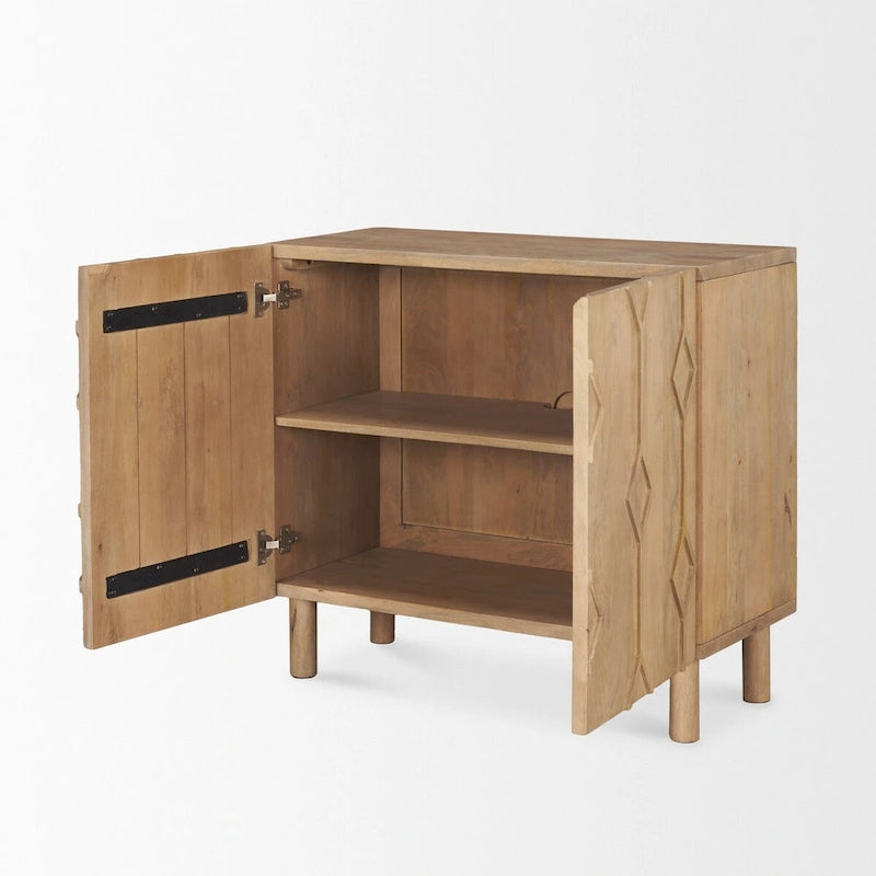 Heera Meuble d'appoint motif losanges marron clair avec étagère – 36,0 L x 16,3 l x 32,0 H po