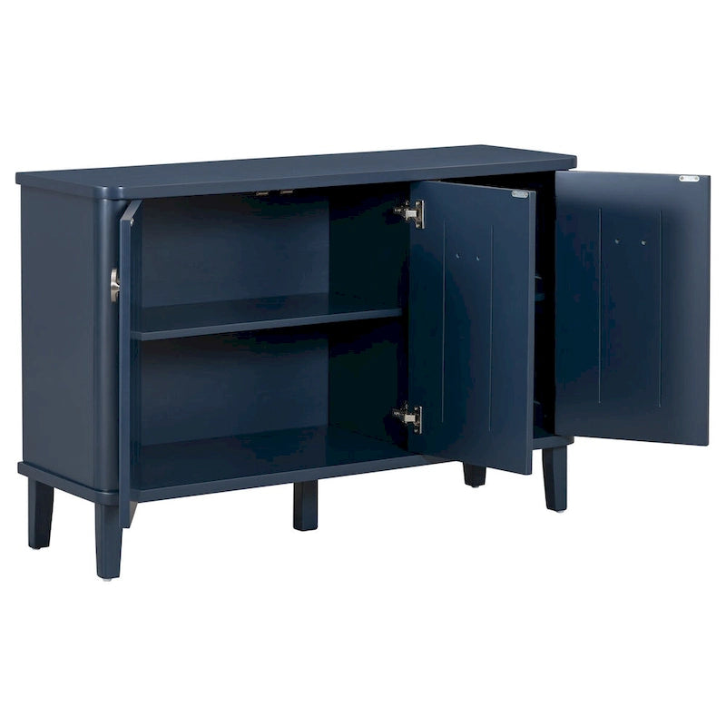 Meuble simple et atmosphérique en placage de bois massif de Frêne de Mandchourie avec trois portes en bois massif d'Acacia, réglable