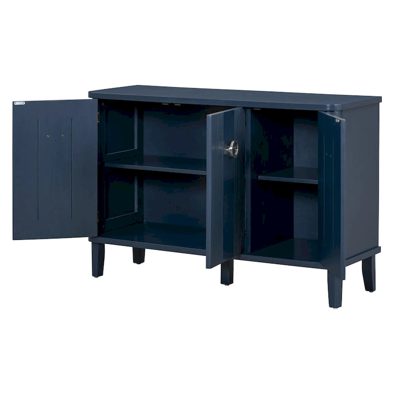 Meuble simple et atmosphérique en placage de bois massif de Frêne de Mandchourie avec trois portes en bois massif d'Acacia, réglable
