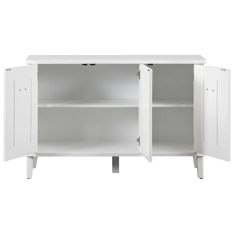 Meuble simple et atmosphérique en placage de bois massif de Frêne de Mandchourie avec trois portes en bois massif d'Acacia, réglable