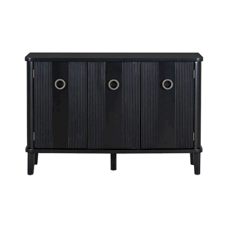 Meuble simple et atmosphérique en placage de bois massif de Frêne de Mandchourie avec trois portes en bois massif d'Acacia, réglable