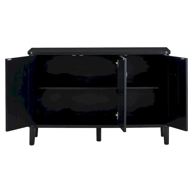 Meuble simple et atmosphérique en placage de bois massif de Frêne de Mandchourie avec trois portes en bois massif d'Acacia, réglable