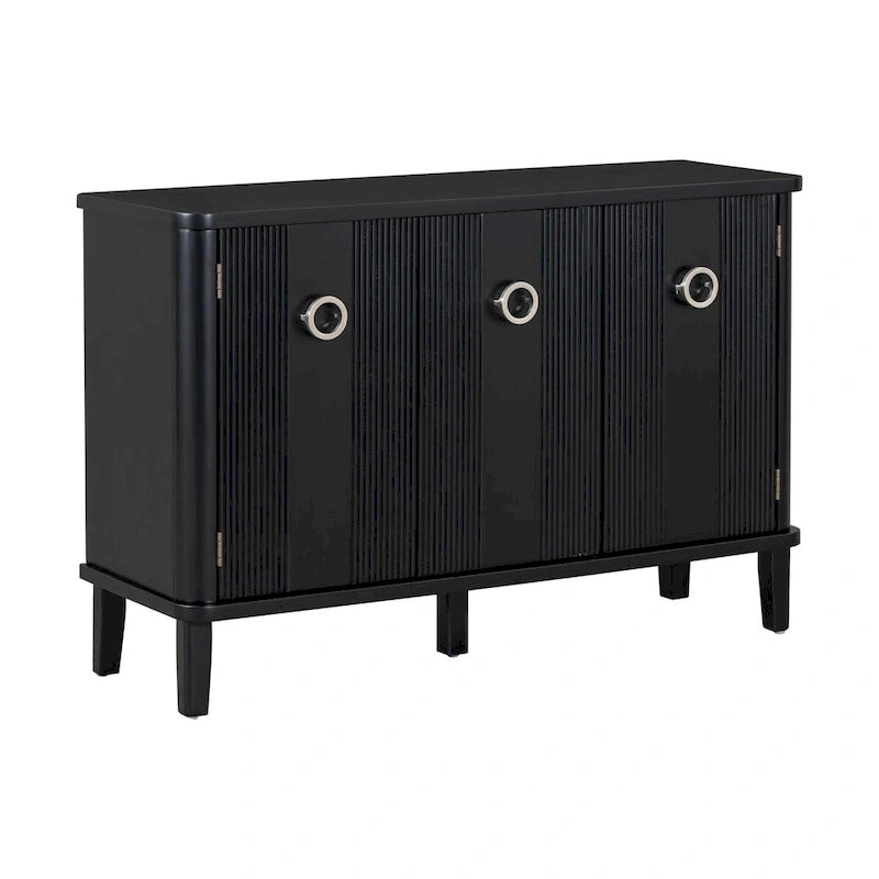 Meuble simple et atmosphérique en placage de bois massif de Frêne de Mandchourie avec trois portes en bois massif d'Acacia, réglable
