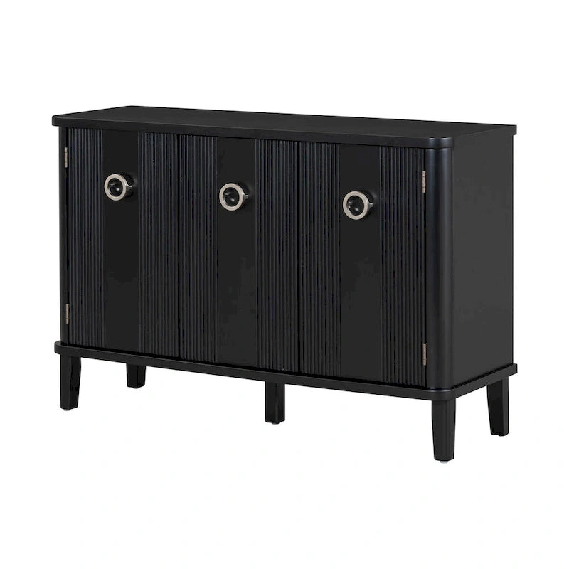 Meuble simple et atmosphérique en placage de bois massif de Frêne de Mandchourie avec trois portes en bois massif d'Acacia, réglable