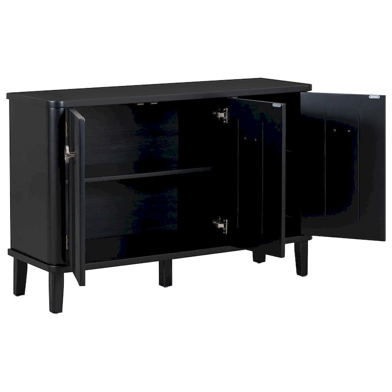 Meuble simple et atmosphérique en placage de bois massif de Frêne de Mandchourie avec trois portes en bois massif d'Acacia, réglable