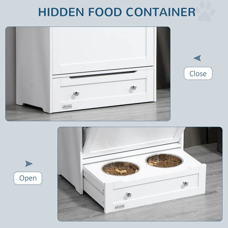 Meuble de rangement pour gamelles d'animaux, conteneur de nourriture pour chiens avec gamelles surélevées et support pour fournitures d'alimentation et d'abreuvement