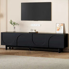 Meuble TV pour téléviseurs jusqu'à 78 pouces, meuble de divertissement avec pieds en bois massif, console multimédia pratique avec étagères réglables