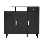 Meuble à chaussures avec portes arquées et tiroir, buffet de rangement style crème avec étagères réglables et pieds en bois massif