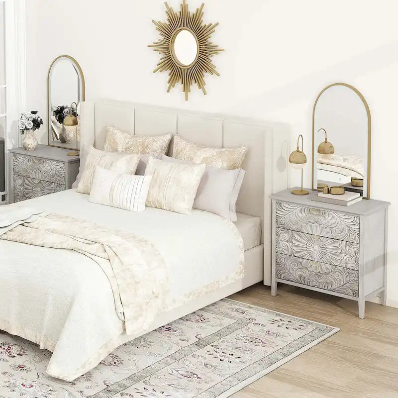 Meuble à 3 tiroirs, Mobilier américain, Adapté pour chambre à coucher, salon, bureau