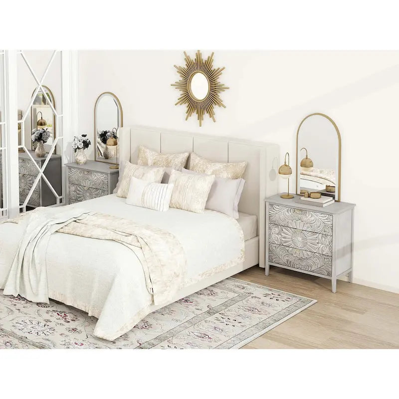 Meuble à 3 tiroirs, Mobilier américain, Adapté pour chambre à coucher, salon, bureau