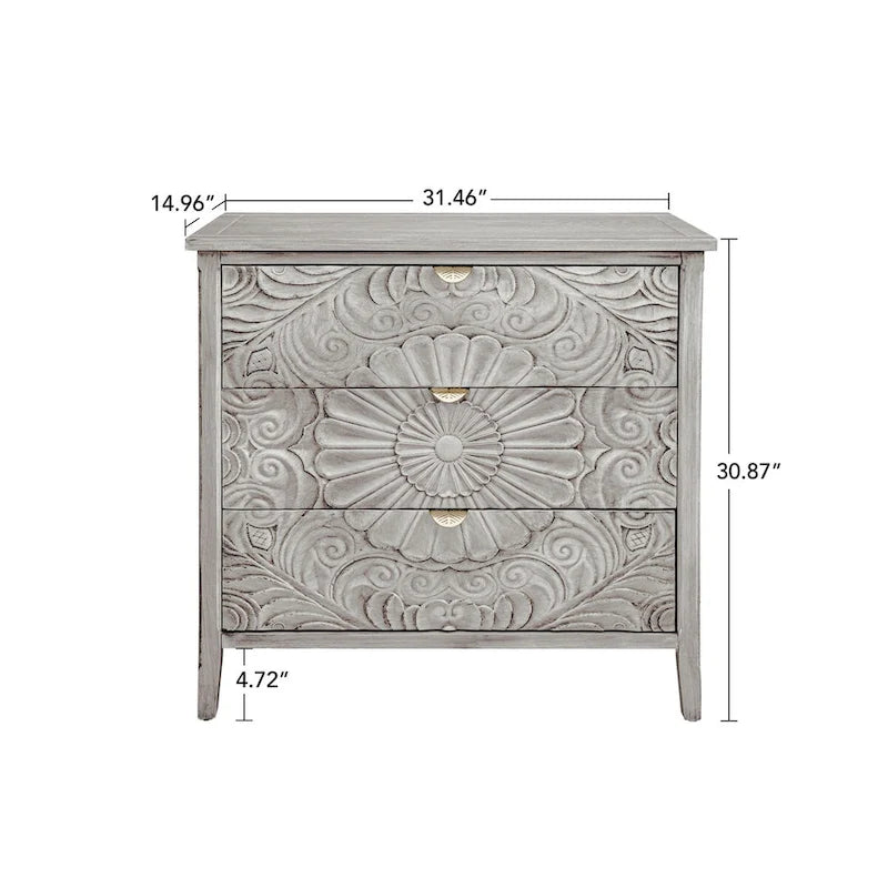 Meuble à 3 tiroirs, Mobilier américain, Adapté pour chambre à coucher, salon, bureau