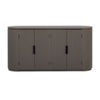 Meuble de rangement vertical rayé avec poignées métalliques, réglable, adapté au bureau, à l'entrée et au salon