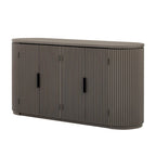 Meuble de rangement vertical rayé avec poignées métalliques, réglable, adapté au bureau, à l'entrée et au salon