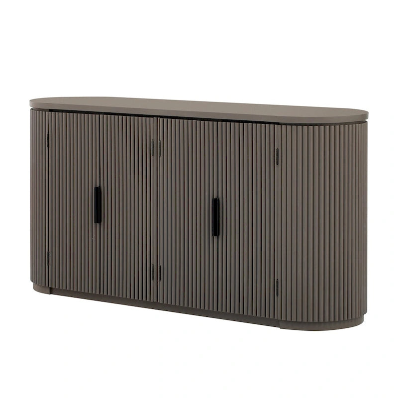 Meuble de rangement vertical rayé avec poignées métalliques, réglable, adapté au bureau, à l'entrée et au salon