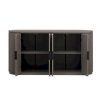 Meuble de rangement vertical rayé avec poignées métalliques, réglable, adapté au bureau, à l'entrée et au salon