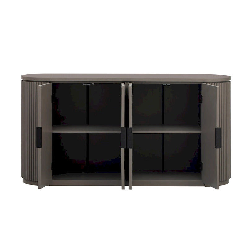 Meuble de rangement vertical rayé avec poignées métalliques, réglable, adapté au bureau, à l'entrée et au salon