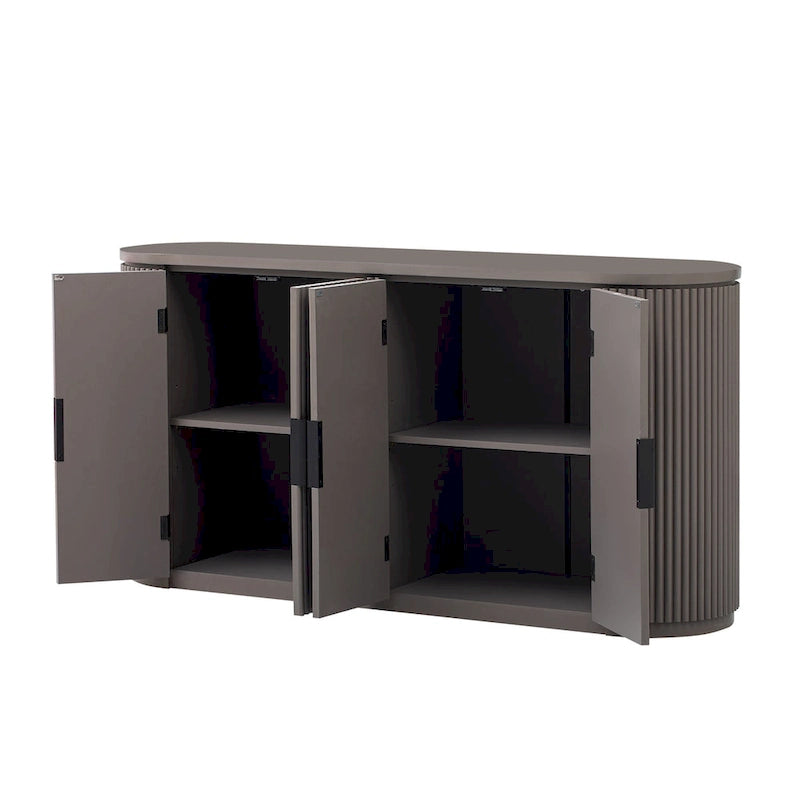 Meuble de rangement vertical rayé avec poignées métalliques, réglable, adapté au bureau, à l'entrée et au salon