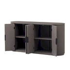 Meuble de rangement vertical rayé avec poignées métalliques, réglable, adapté au bureau, à l'entrée et au salon