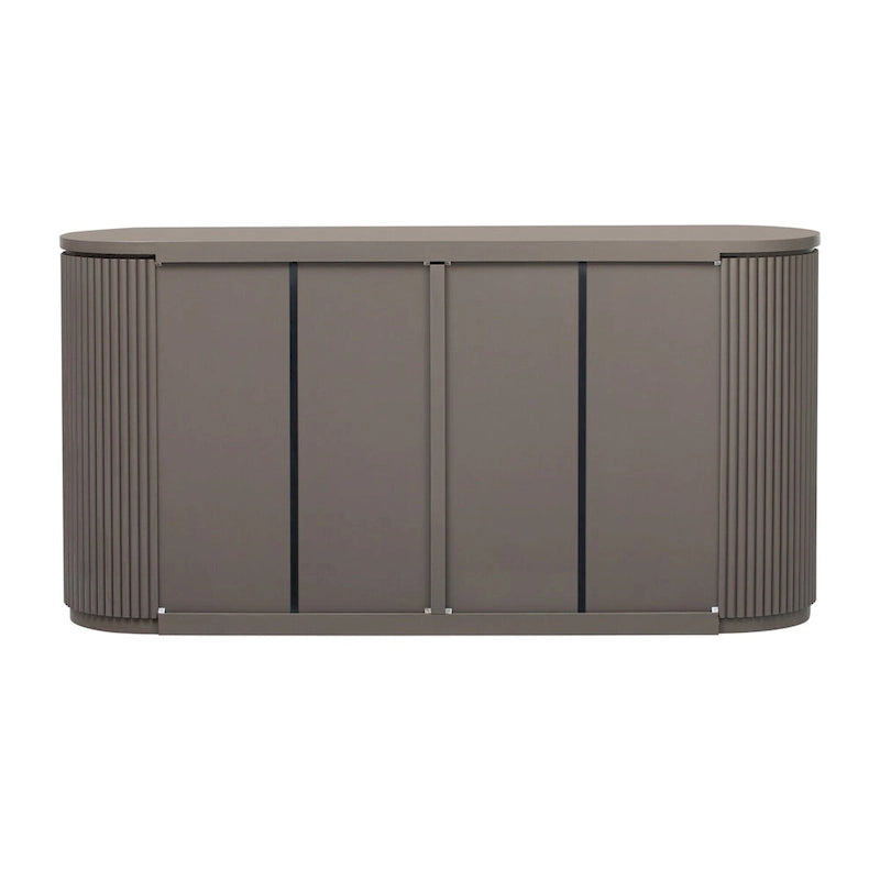 Meuble de rangement vertical rayé avec poignées métalliques, réglable, adapté au bureau, à l'entrée et au salon